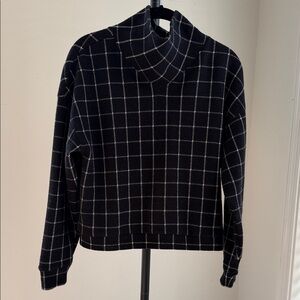 Black Windowpane Turtleneck Sweater